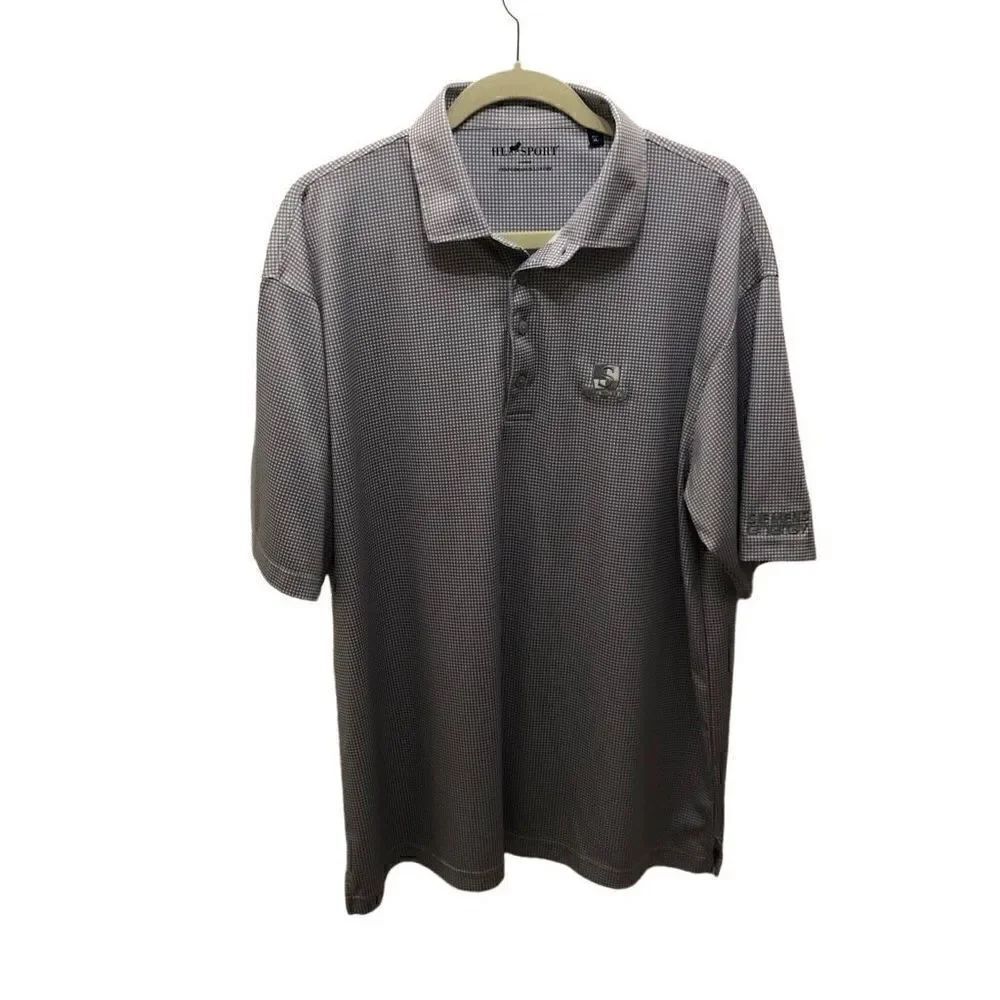 HL Sport Polo Grey White Gingham Check Polo Performance Luxury (XL)
